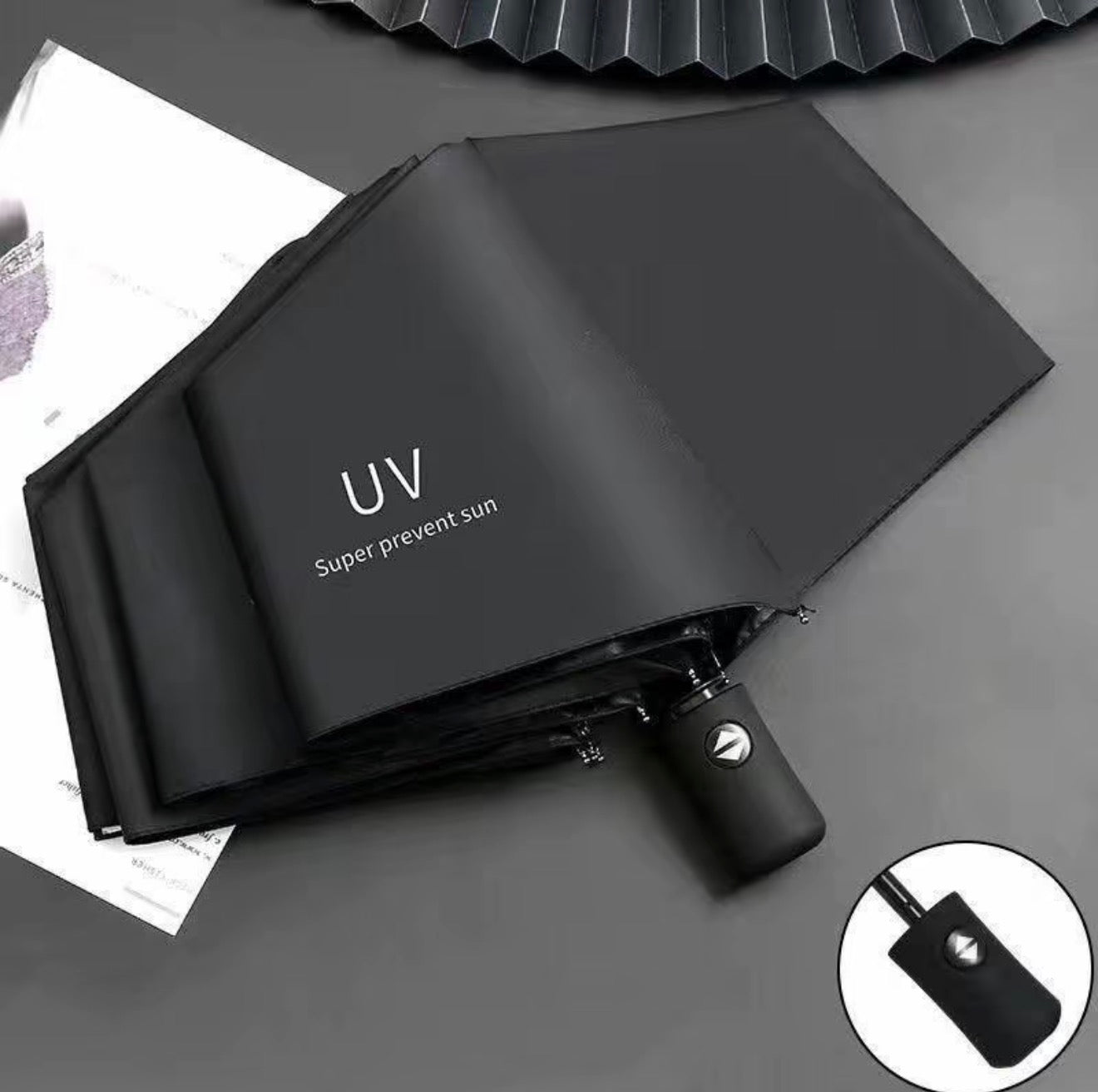 UV Auto Umbrella Windproof, Fiberglass Frame Lightweight Travel Rain Umbrella for Commute Men Women