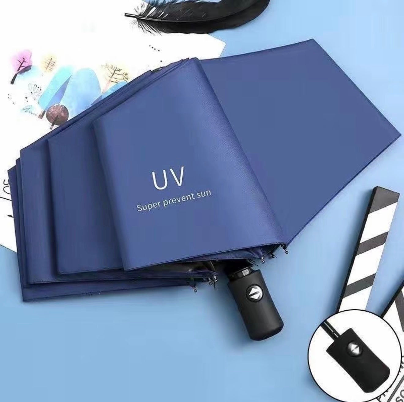 UV Auto Umbrella Windproof, Fiberglass Frame Lightweight Travel Rain Umbrella for Commute Men Women
