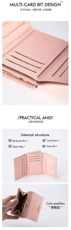 SP5088 Wallet For Woman Coin Purse Leather Korean Fashion Multi-Slot Card Holder Short Wallet