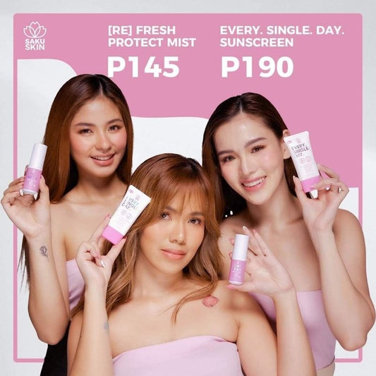 SAKU SKIN BY BLOOM PROJECT Every Single Day Sunscreen | Re Fresh Protect Mist LOISA, CIELO & JACKIE